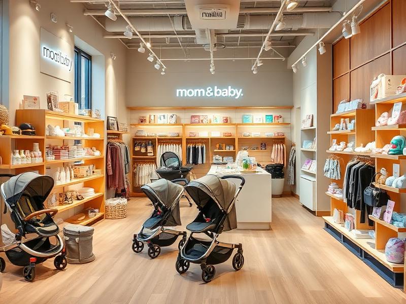 Modern mom and baby store with products and cozy environment
